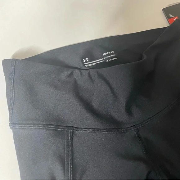 NEW Under Armour Womens Athletic Mesh Inset Leggings Purple Black Size Medium - Picture 4 of 12